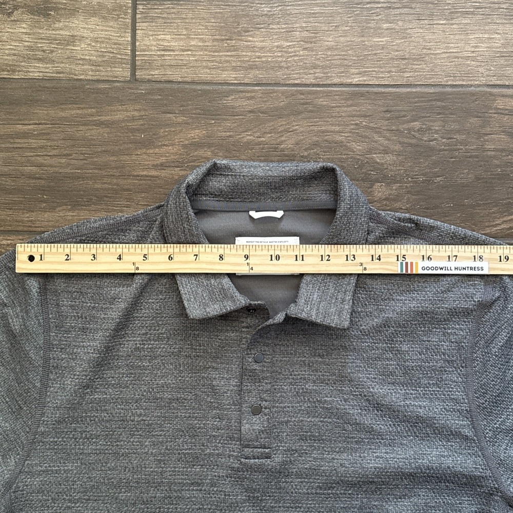 Reigning Champ Polo Shirt Men XL Gray Performance Stretch Snap Solotex - Picture 6 of 8